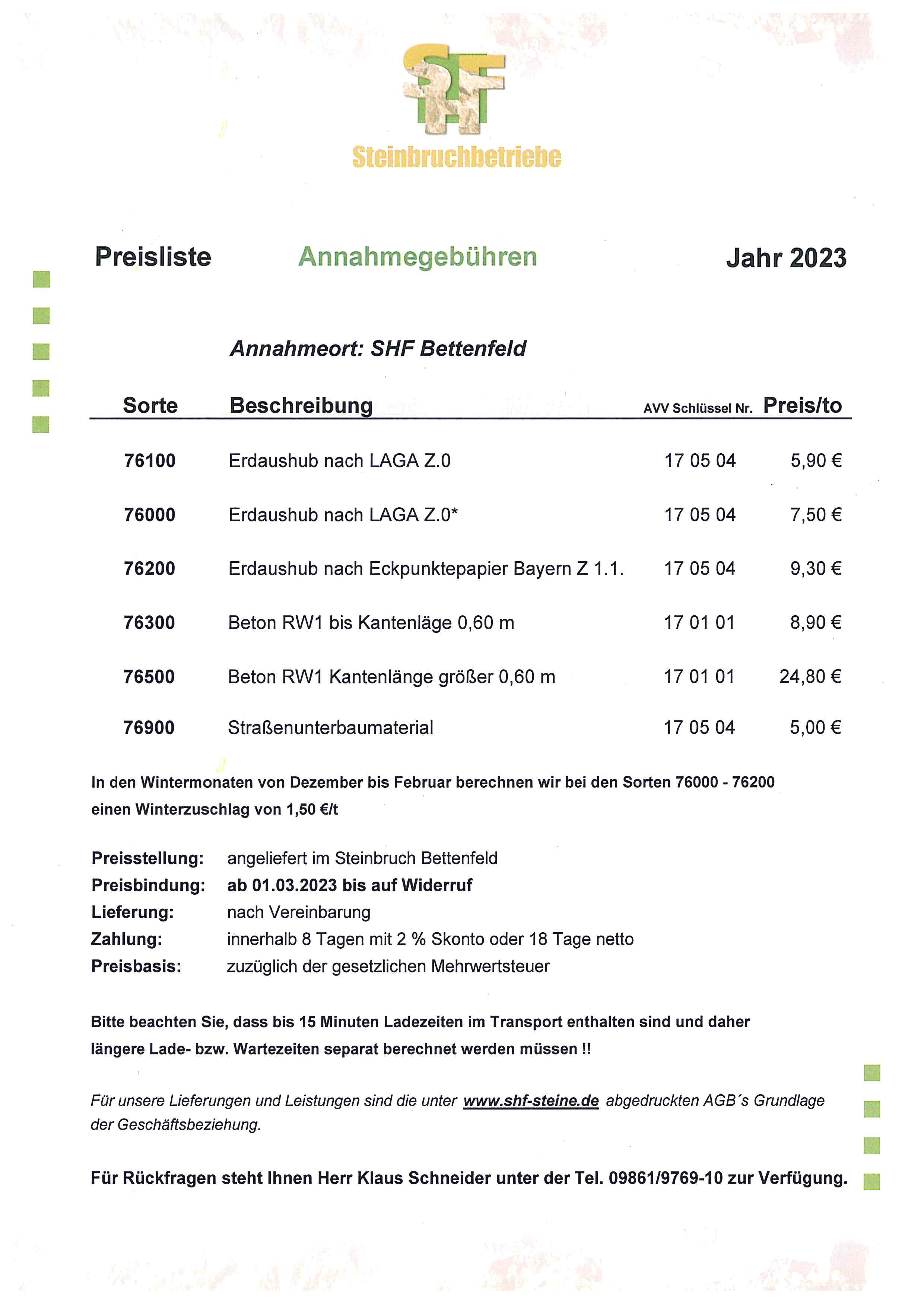 Preisliste-SHF